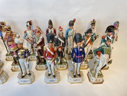 null "The Great Army", 20th, suite of eighteen enameled porcelain subjects, h. 31...
