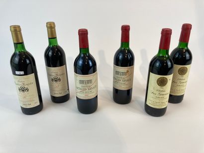 BORDEAUX Lot de six bouteilles (rouge) :

- (PAUILLAC), Château Colombier-Monpelou,...