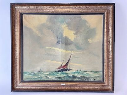 KAISIN Luc (1901-1963) "Marine", XXe, huile sur toile, signée en bas à droite, 50x60...