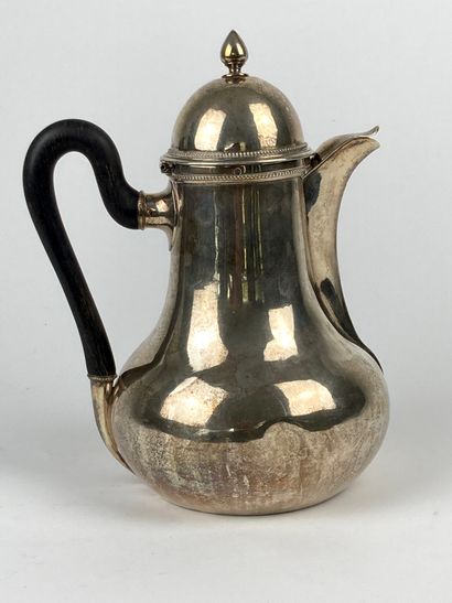 BELGIQUE Coffee pot called marabout, 1814-1831, silver (833 thousandths) and blackened...