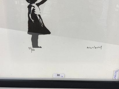 BANKSY (1974-) [d'après] "Girl with Red Balloon" and "Nola (Yellow Rain)," 21st,...