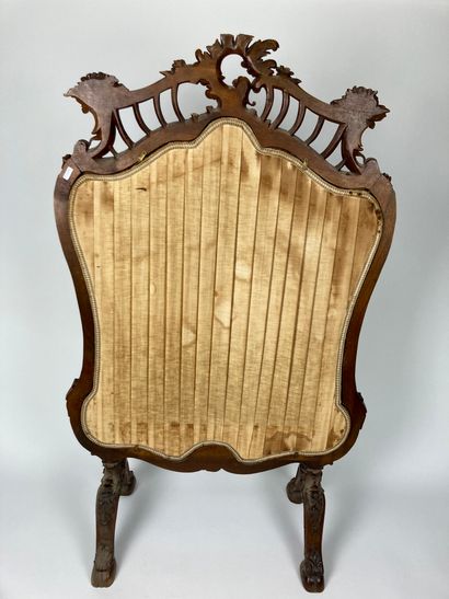 null Louis XV style screen with frame, late 19th century, richly carved wood with...
