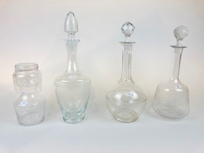 Three decanters, XXth, crystal and/or glass...