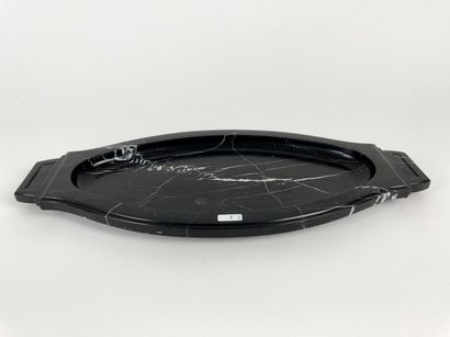 null Art Deco period oblong tray, circa 1925, molded antique black marble, l. 49.5...
