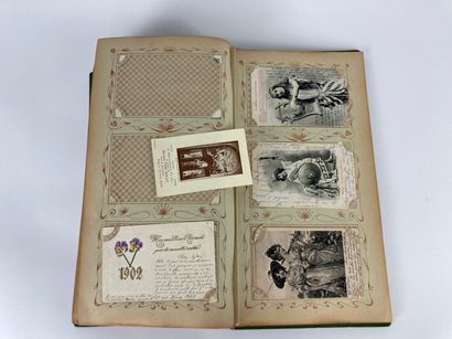 null Album Belle Époque contenant une collection de cartes postales (Belgique, vœux,...