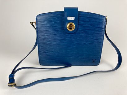 Louis VUITTON - Paris Overseas blue epi leather shoulder bag, with cover, l. 26 cm...