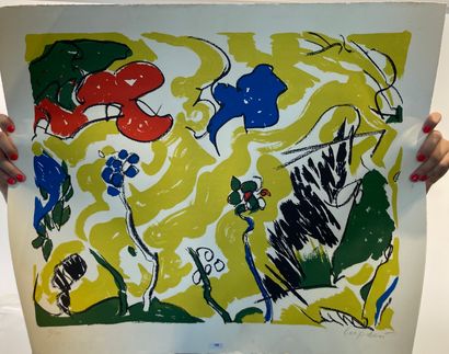 WYCKAERT Maurice (1923-1996) "Composition", XXe, lithographie polychrome, signée...
