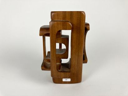 École contemporaine "Untitled", 1979, wood sculpture, signed and dated on the reverse,...