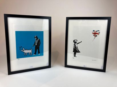 BANKSY (1974-) [d'après] "UK Election Souvenir" et "Choose your Weapon (Turquoise)",...
