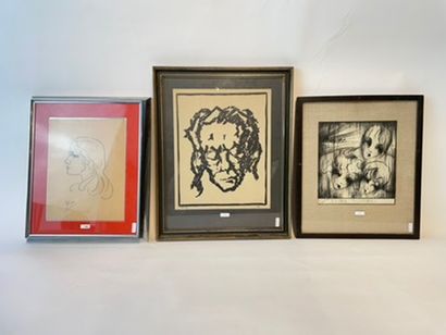 GENAUX Ben (1911-1996) Lot of three paintings:

- "Jeannine Fay (fifteen years old)",...