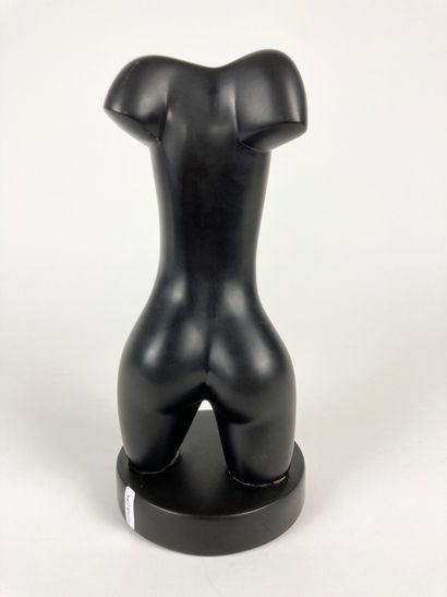 EIJBERG André (1929-2012) "Female Torso," [19]80, black Mazy marble sculpture, monogrammed...