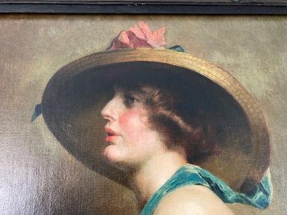 WATELET Charles-Joseph (1867-1954) "Élégante de profil", 1924, huile sur toile, signée...