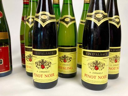 ALSACE Lot of sixteen bottles:

- Cave vinicole de Pfaffenheim - Pinot noir 1992...