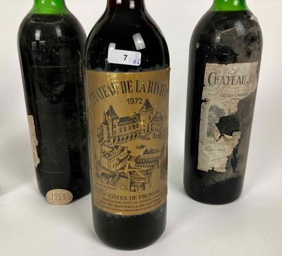 BORDEAUX Lot of six bottles (red):

- (CÔTES-CANON-FRONSAC), Château Junayme 1959,...