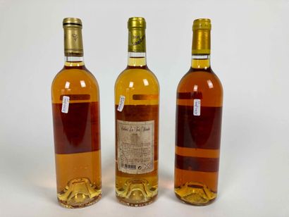 BORDEAUX (SAUTERNES) Lot de trois bouteilles (blanc liquoreux) :

- Château d'Yquem,...