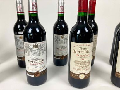 BORDEAUX Lot de douze bouteilles (rouge) :

- Château Naudicot 2006, quatre bouteilles...