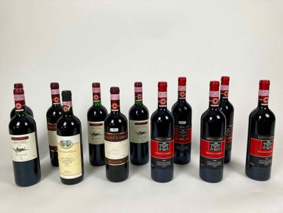 ITALIE Lot of twelve bottles (red):

- Zonin 1996, two bottles [bottom neck, faded...