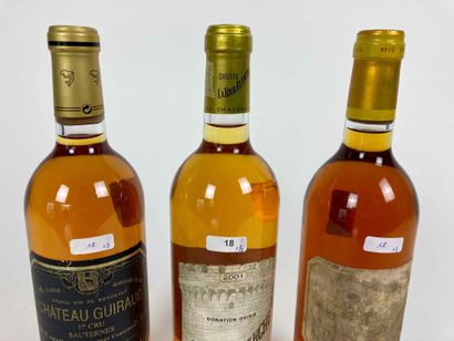 BORDEAUX (SAUTERNES) Lot de trois bouteilles (blanc liquoreux) :

- Château d'Yquem,...