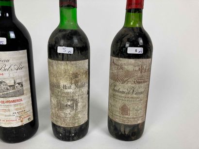 BORDEAUX Lot de cinq bouteilles (rouge) :

- (POMEROL), Château Haut-Maillet 1975,...