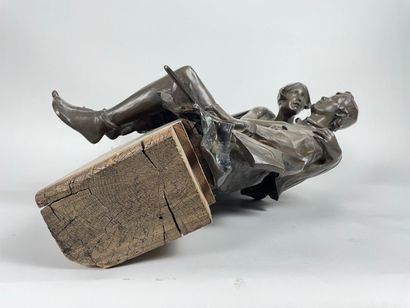 SAMUEL Charles (1862-1939) "Thyl Uylenspiegel and Nele", circa 1900, patinated bronze...