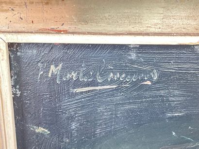 MORTELMANS Frans (1865-1936) "Anguilles", début XXe, huile sur métal, signée en haut...
