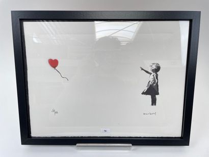BANKSY (1974-) [d'après] "Girl with Red Balloon", XXIe, reproduction, justifiée [58/150]...