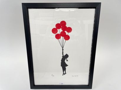 BANKSY (1974-) [d'après] "Girl with Balloons", XXIe, reproduction, justifiée [66/150]...