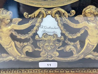 null Pendule de table dite religieuse de style Louis XIV, fin XIXe, bois noirci,...