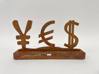 VILLEGLÉ Jacques (1926-2022) "Yes", 2008, incroyable sculpture en acier Corten formant...