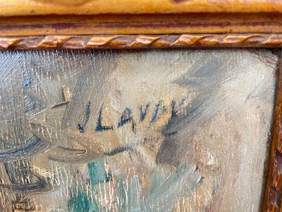 LAUDY Jean (1877-1956) "Table fleurie", début XXe, huile sur panneau, signée en haut...