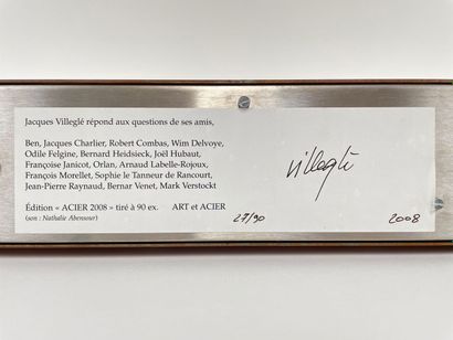 VILLEGLÉ Jacques (1926-2022) "Yes", 2008, incroyable sculpture en acier Corten formant...