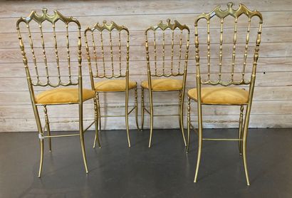 null Suite of four Chiavari chairs with frame, 20th century, brass, h. 95 cm [slight...