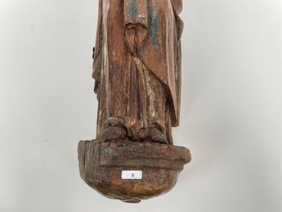 FLANDRES "Virgin and Child", circa 1500, carved wooden applique statue with traces...