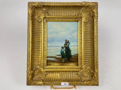 ÉCOLE HOLLANDAISE "Rivages animés", XIXe-XXe, deux huiles sur panneau, 12,5x18 cm...