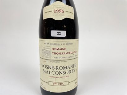 BOURGOGNE (VOSNE-ROMANÉE) Domaine Thomas-Moillard, 1er cru 1996 (rouge), une bouteille...