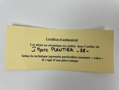 PLANTIER Jean-Marc Coupe raku, XXe-XXIe, céramique émaillée, monogrammée, avec certificat,...