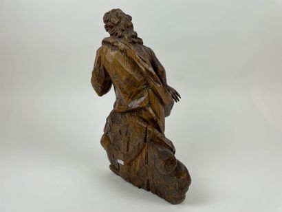 null "Ange adorant", XVIIIe-XIXe, figure en bois sculpté et patiné, h. 46,5 cm [altérations,...