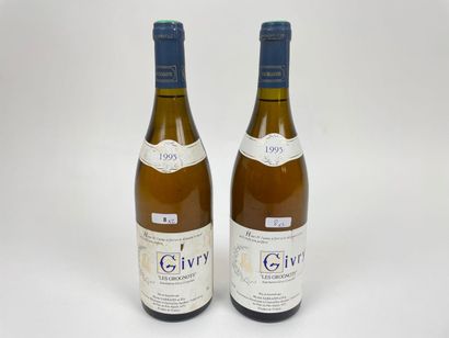 BOURGOGNE (GIVRY) Les Grognots 1995 (blanc), deux bouteilles [1 cm, altérations aux...