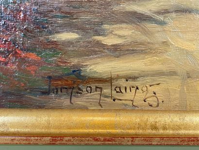 LAING Tomson (act. 1890-1904) "The Old Smithy", circa 1900, huile sur panneau, signée...