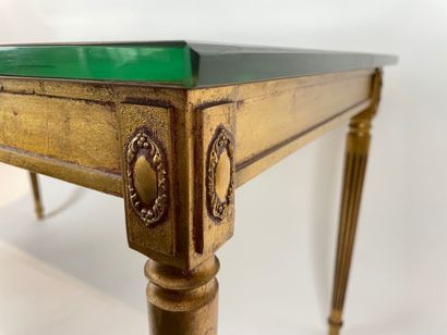 null Rectangular neoclassical coffee table, late 20th century, gilded wood, aged...