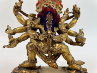 TIBET "Hevajra and her parèdre Nairātmyā," probably 19th century, chased and gilt...