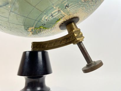 FOREST - PARIS Globe (scale 1/50,000,000), circa 1900, blackened wooden base, mark,...