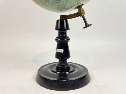 FOREST - PARIS Globe (scale 1/50,000,000), circa 1900, blackened wooden base, mark,...