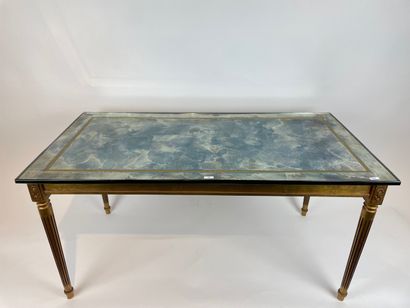 null Rectangular neoclassical coffee table, late 20th century, gilded wood, aged...