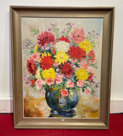 MORISSET Nellie (1907-1990) "Bouquet", XXe, huile sur toile, signée en bas à droite,...