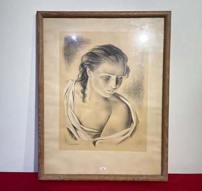 BUISSERET Louis (1888-1956) "Visage de femme", mi-XXe, lithographie, 49x36,5 cm.