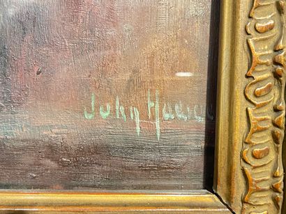 HAESAERT John "Rose solitaire", XXe, huile sur panneau parqueté, signée en bas à...