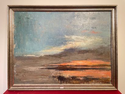 MINDERS Willy (1913-1977) "Effet de ciel", mi-XXe, huile sur toile, signée en bas...