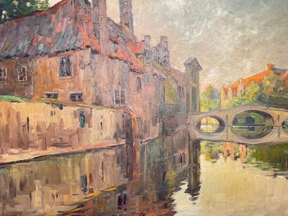 JANSSEN Ludovic (1888-1954) "Le Béguinage à Bruges", 1924, huile sur toile, signée...