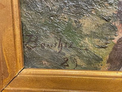 ÉCOLE BELGE "Pêcheur solitaire", [18]89, huile sur toile, signature et date en bas...